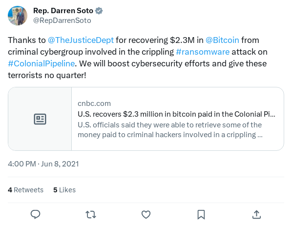 Screenshot of Archived Tweet